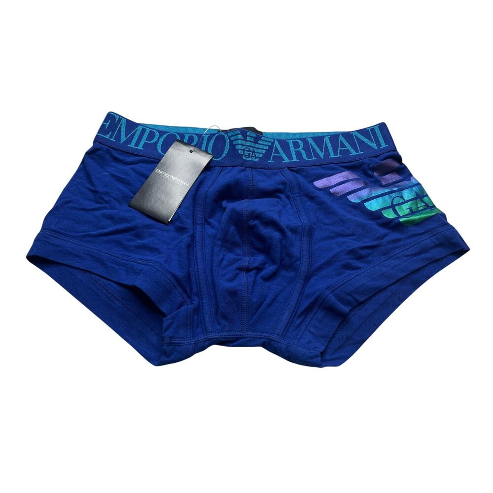 9-78 EMPORIO ARMANI Men's Boxer Brief Trunk Cotton Stretch Underwear Blue Small